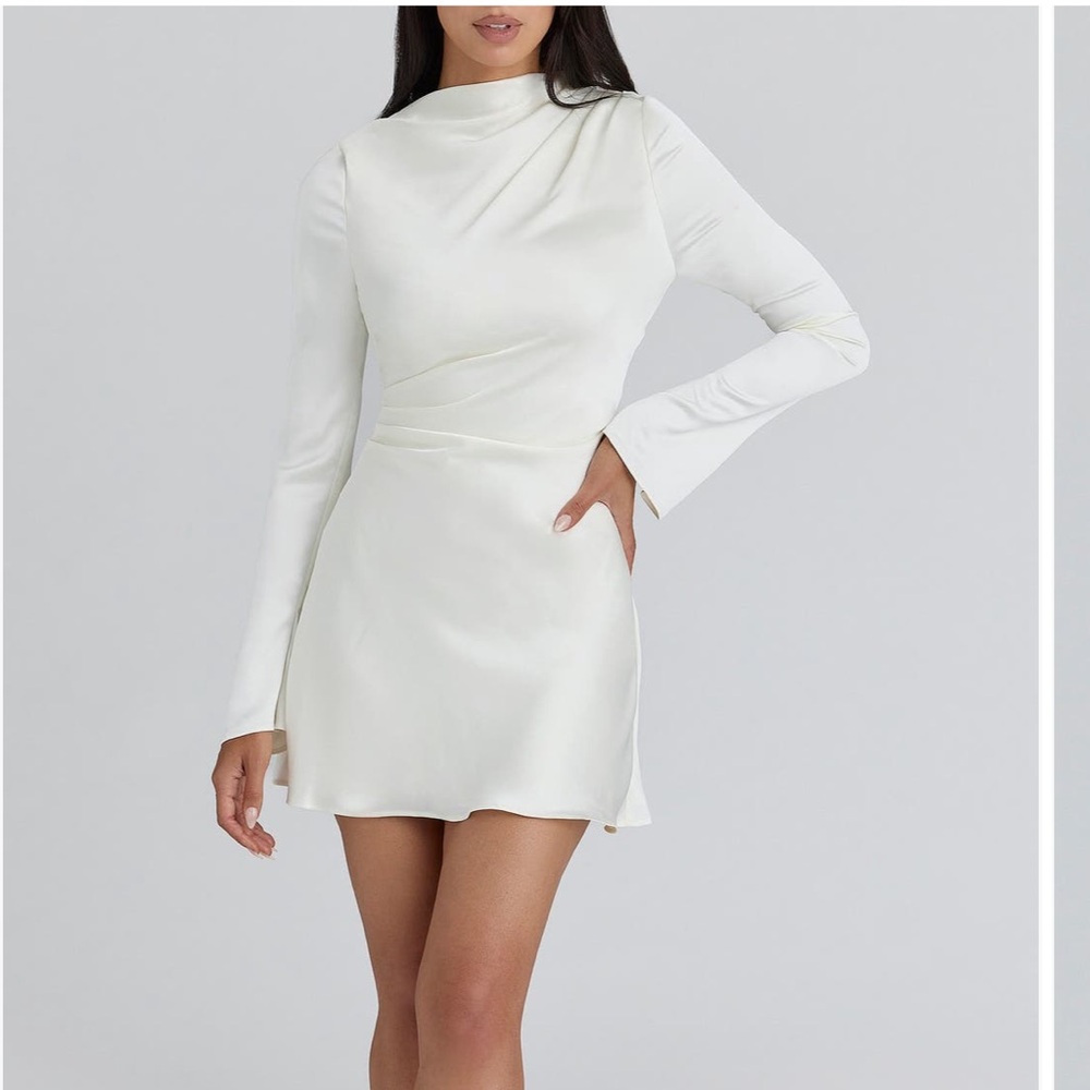 House of CB Lulu Pleated Long Sleeve Dress